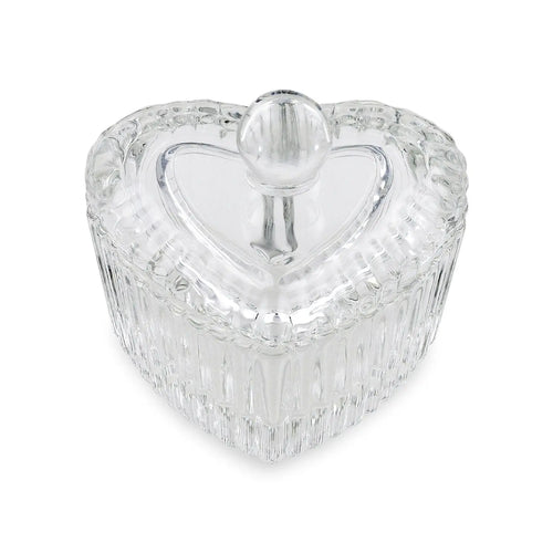 Plat et couvercle Dappen en cristal/verre - Forme de coeur