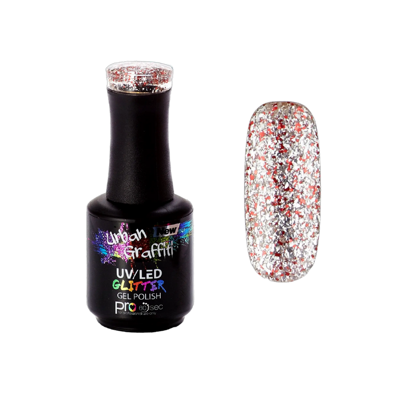 Apollo - UGGP-A0907 Urban Graffiti Red and Silver Glitter Gel Polish 15ml