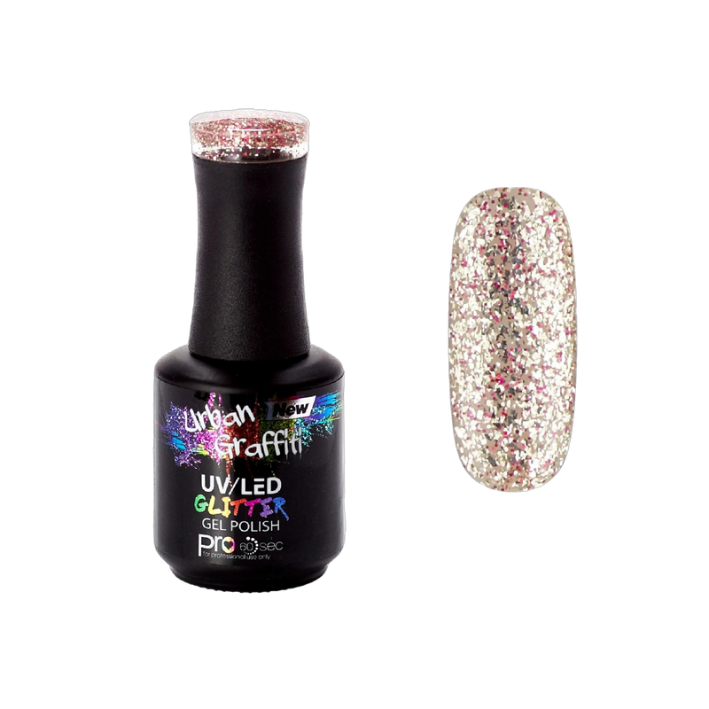 Cosmic Love - UGGP-A0916 Urban Graffiti Gold and Red Glitter Gel Polish 15ml