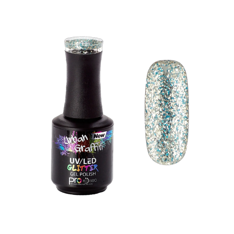 Winter Waterfall - UGGP-A0912 Urban Graffiti Blue and Silver Glitter Gel Polish 15ml